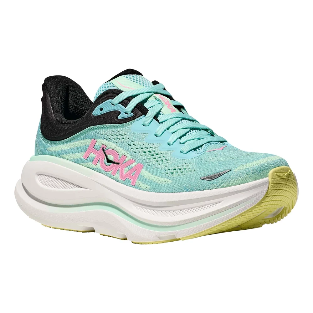 HOKA Bondi 9 Womens FOOTWEAR - Womens Neutral Cushioned BLUE SPARK/MINT FLOURITE MESH