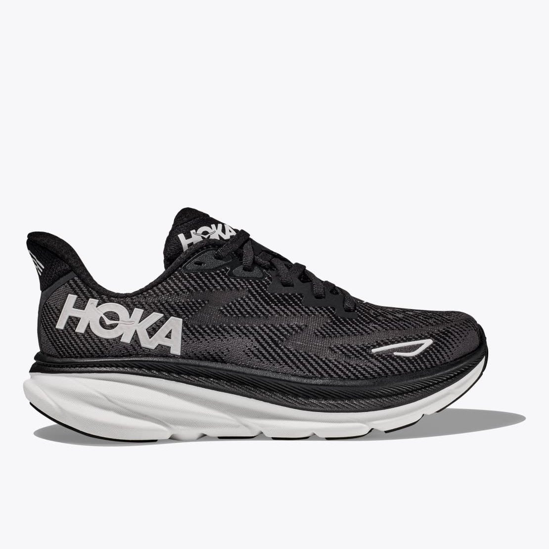 Hoka One One Clifton 9 Mens FOOTWEAR - Mens Neutral Cushioned BLACK/WHITE