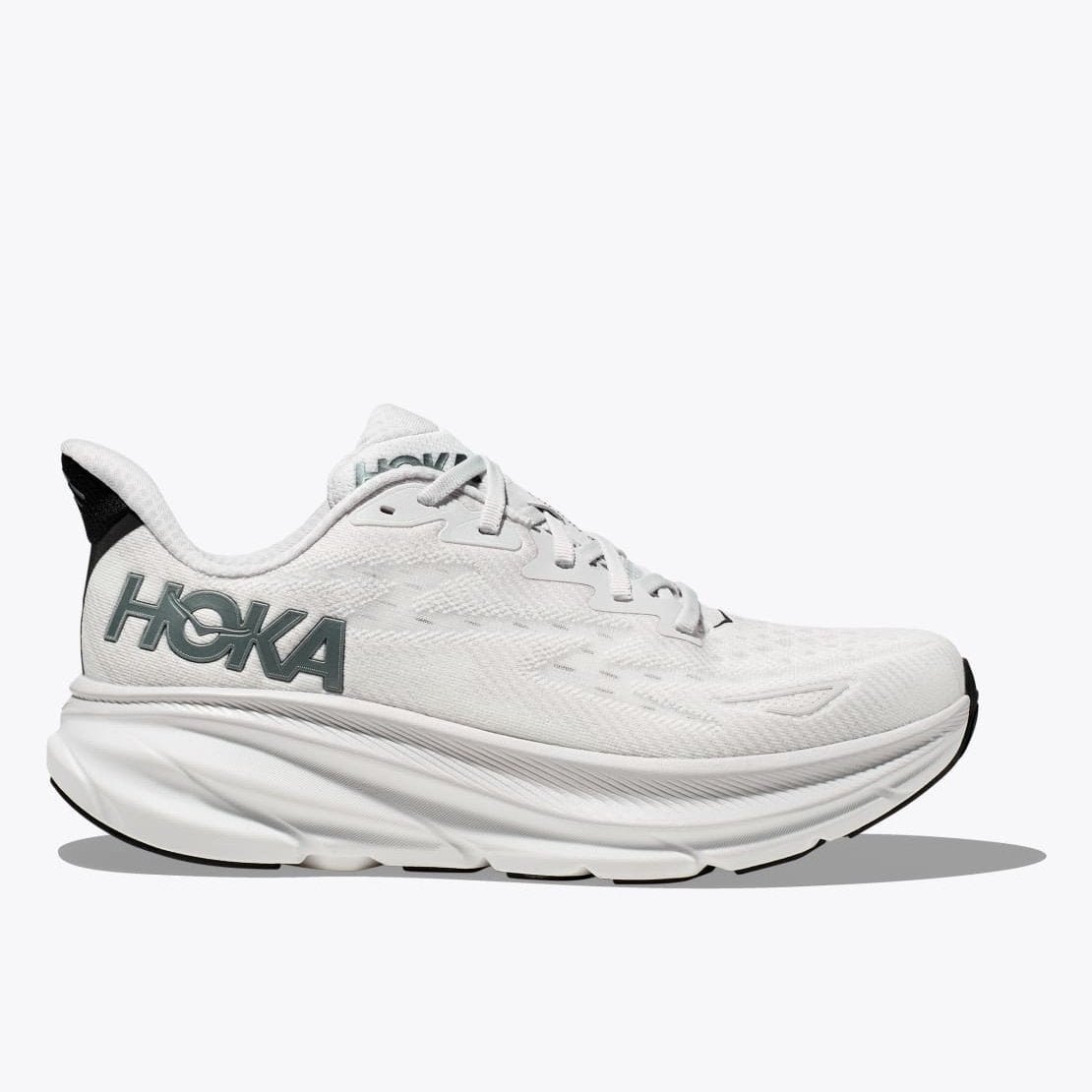 HOKA Clifton 9 Wide Mens FOOTWEAR - Mens Neutral Cushioned NIMBUS CLOUD/STEEL WOOL