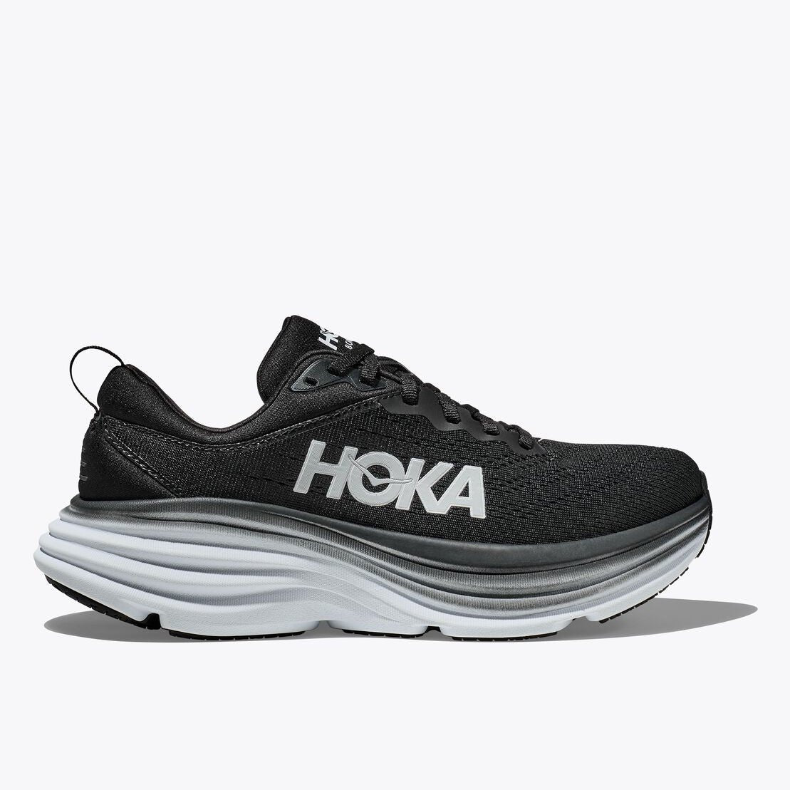 HOKA Bondi 8 Womens Wide FOOTWEAR - Womens Neutral Cushioned BLACK/WHITE