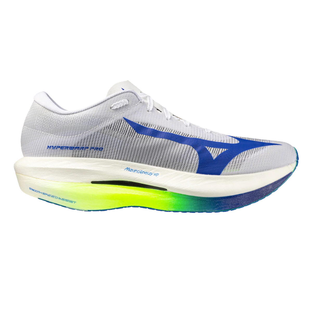 MIZUNO Hyperwarp Pro Unisex FOOTWEAR - Unisex Carbon Plate WHITE/LIGHTNING/YELLOW/DAZ BLUE