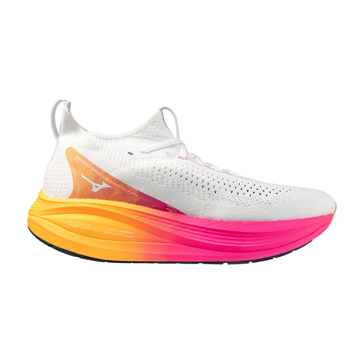 MIZUNO Neo Vista 2 HANABI Unisex FOOTWEAR - Unisex Neutral Cushioned WHITE/WHITE/PINK TETRA
