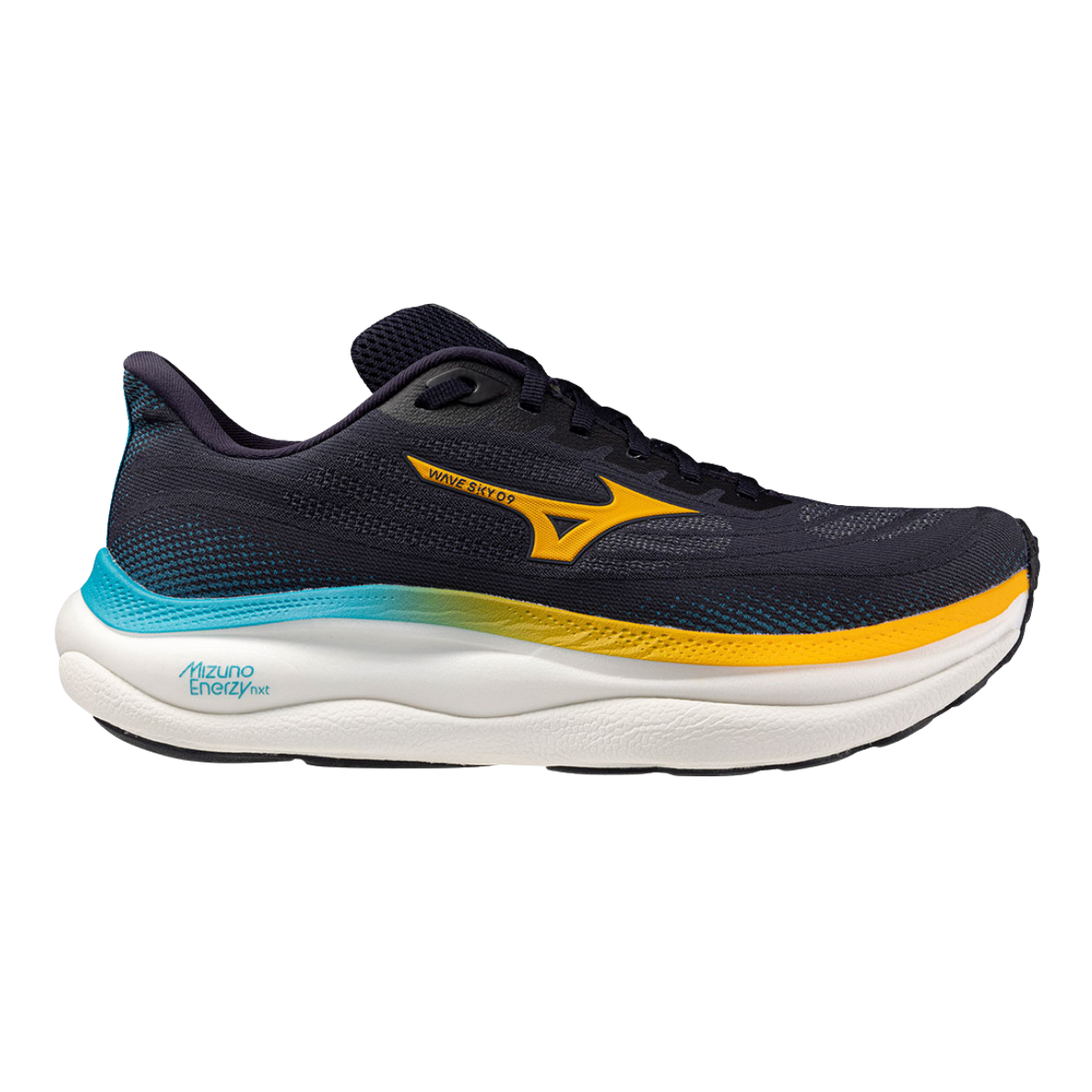 MIZUNO Wave Sky 9 Mens FOOTWEAR - Mens Neutral BARITONE BLUE/CITRUS/CAPRI BREEZE