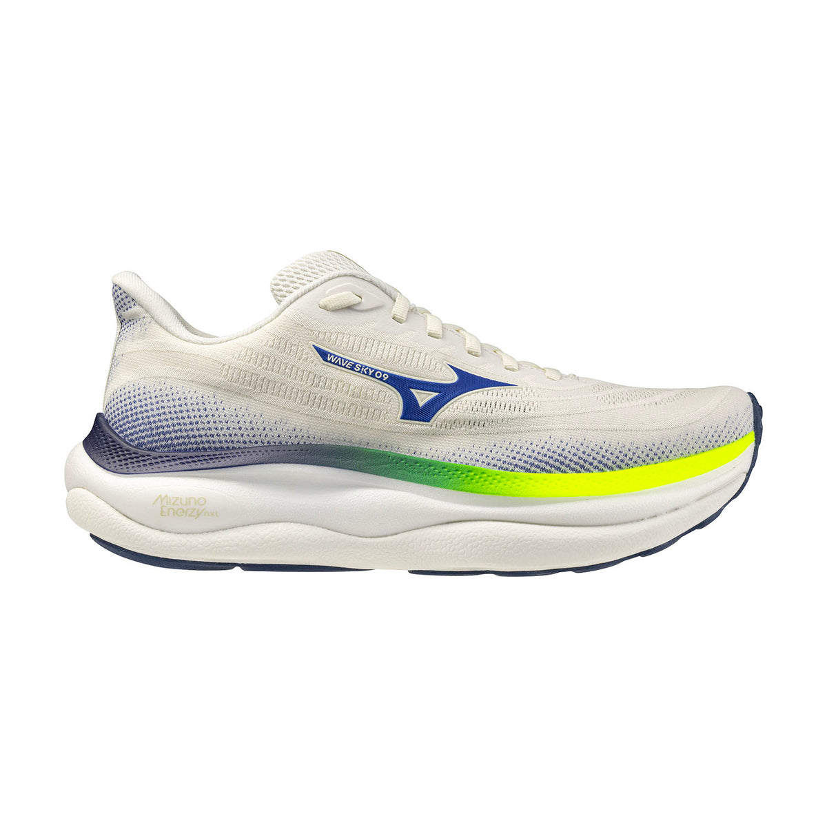 MIZUNO Wave Sky 9 Mens FOOTWEAR - Mens Neutral SNOW WHITE/SURF THE WEB/LIGHTNING YELLOW