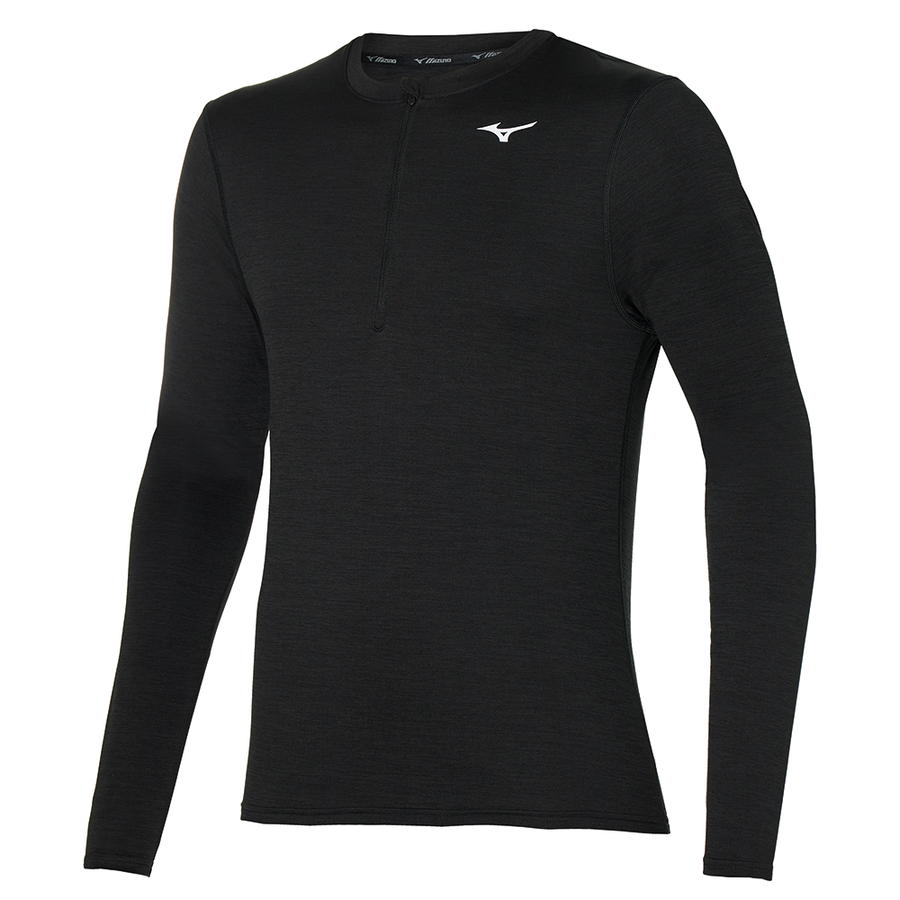 Mizuno Impulse Core LS Mens APPAREL - Mens Long Sleeve Tops BLACK