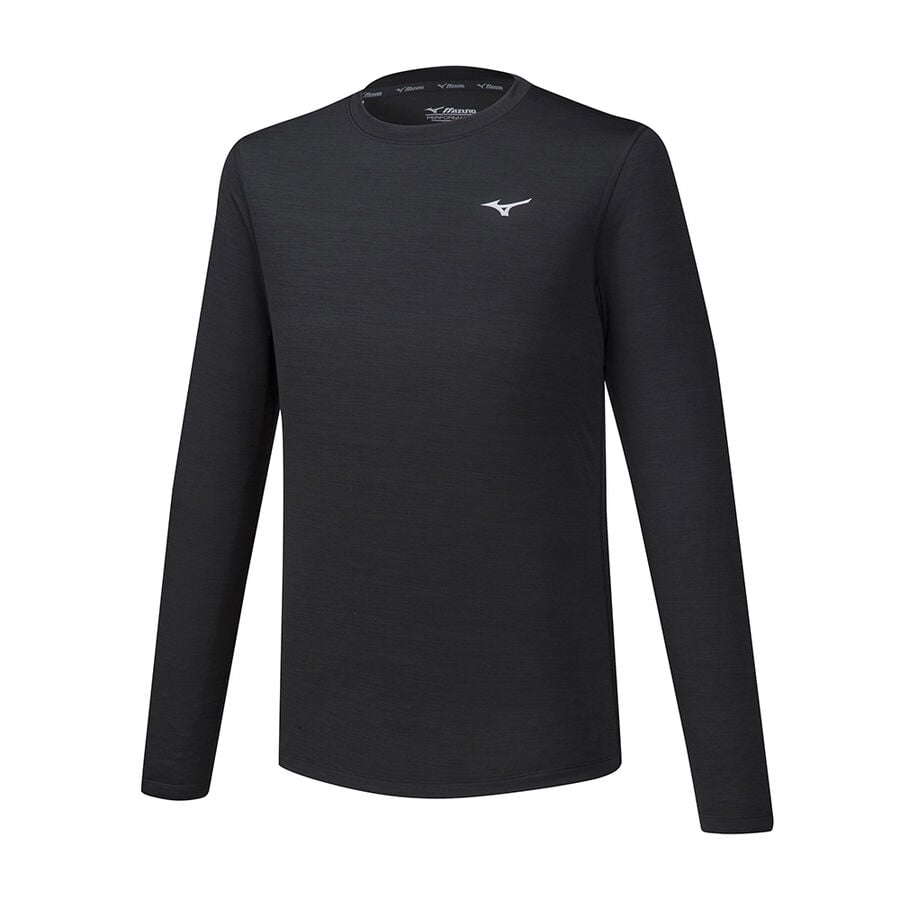 MIZUNO Impulse LS Tee Mens APPAREL - Mens Long Sleeve Tops BLACK