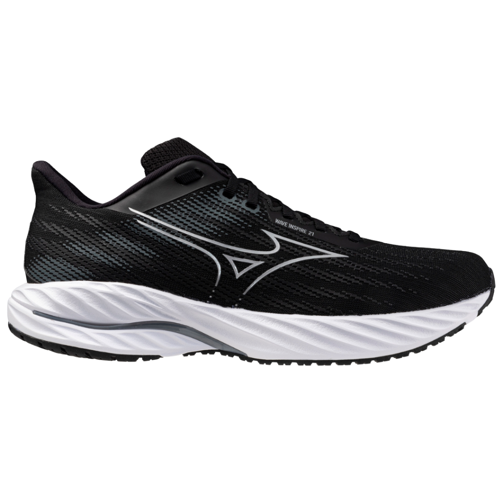 MIZUNO Wave Inspire 21 Mens FOOTWEAR - Mens Stability BLACK / WHITE / METALLIC GREY