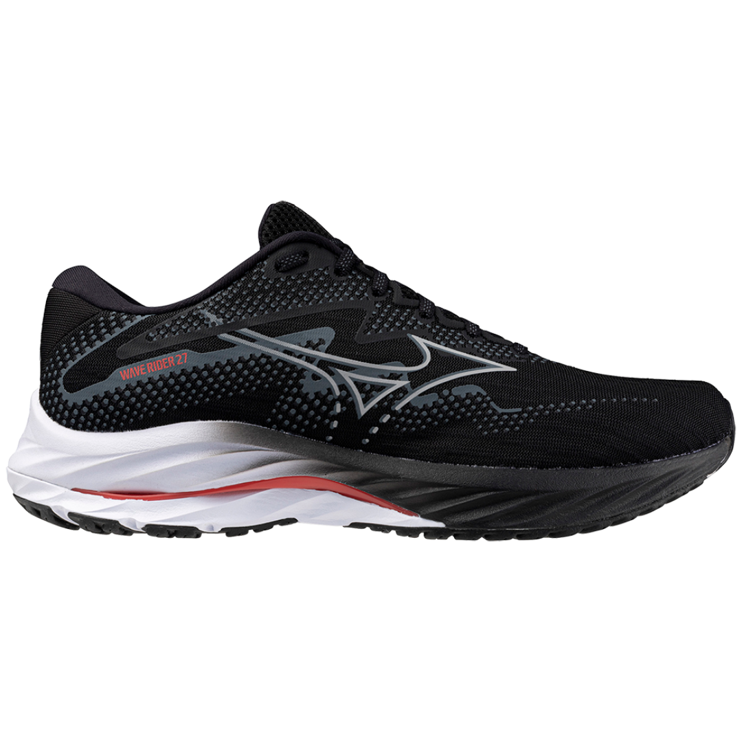 MIZUNO Wave Rider 27 Mens FOOTWEAR - Mens Neutral BLACK NICKEL CAYENNE
