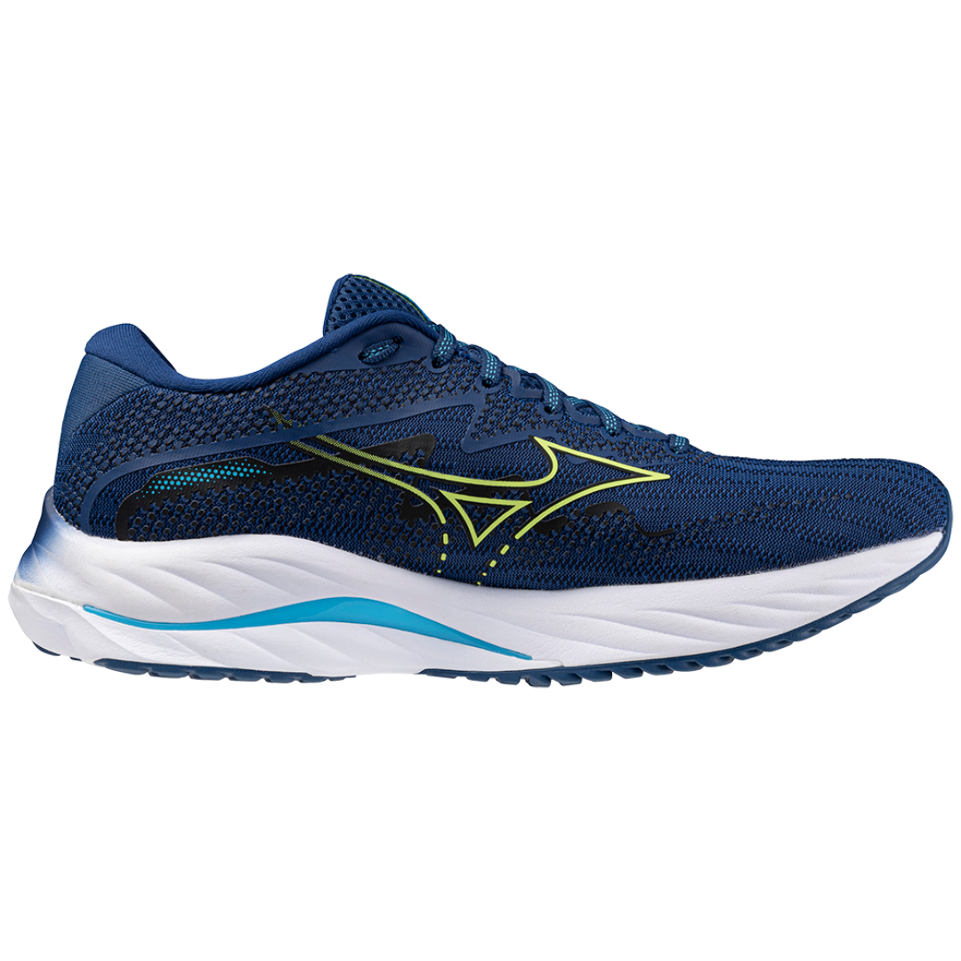 Mizuno Wave Rider 27 Mens FOOTWEAR - Mens Neutral PEONY/SHARP GREEN/SWIM CAP