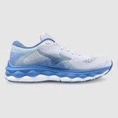 MIZUNO Wave Sky 7 Womens FOOTWEAR - Womens Neutral Cushioned WHITE/NICKEL/MARINA