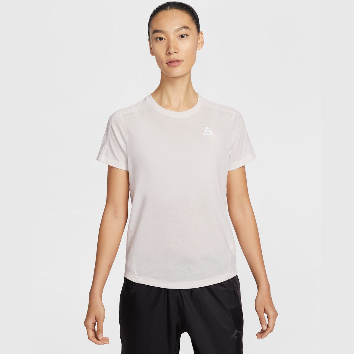 NIKE ACG Womens Dri-FIT Short-Sleeve Trail Running Top APPAREL - Womens T-Shirts PHANTOM/SUMMIT WHITE