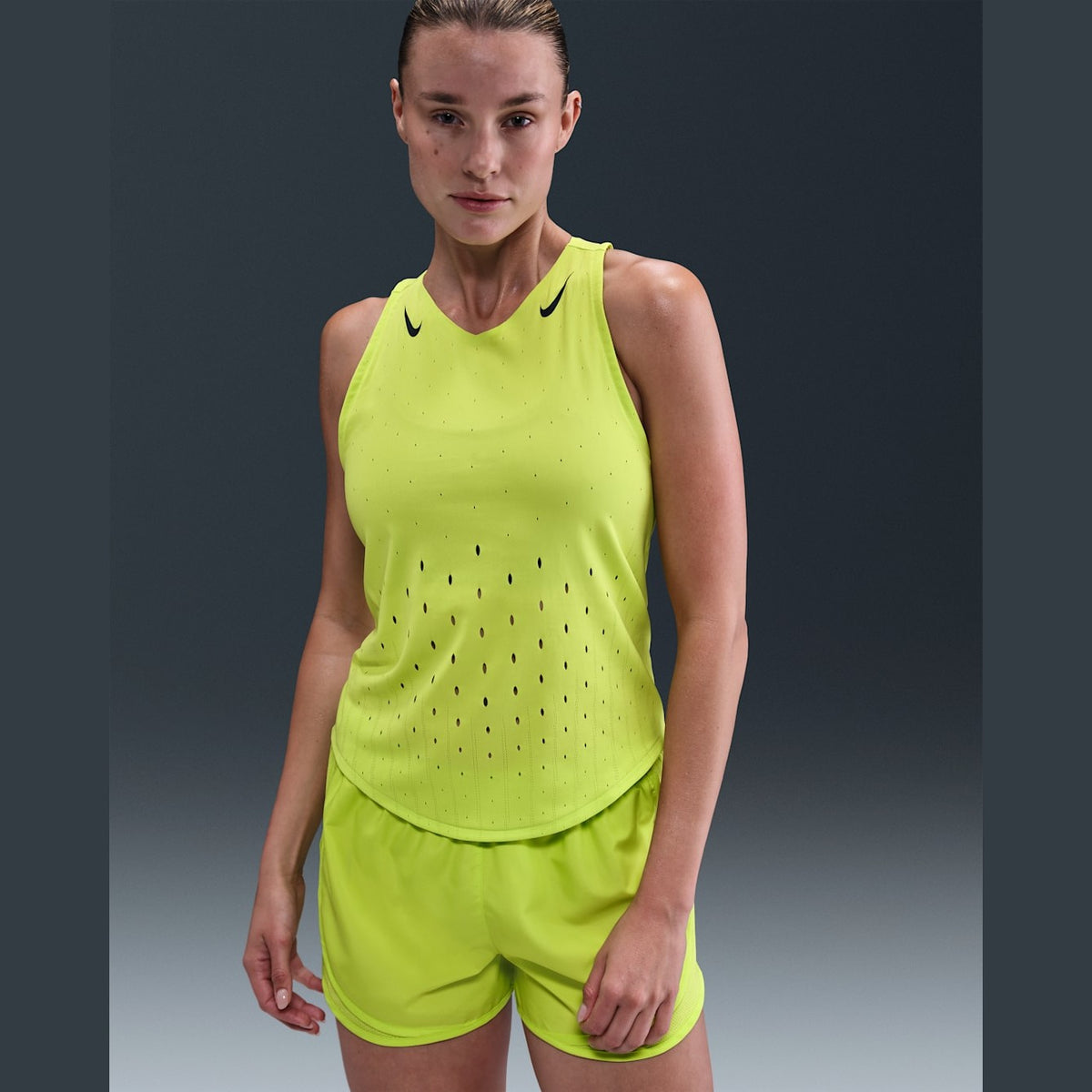 NIKE AeroSwift Dri-FIT ADV Running Vest Womens APPAREL - Womens Tanks CYBER/BLACK