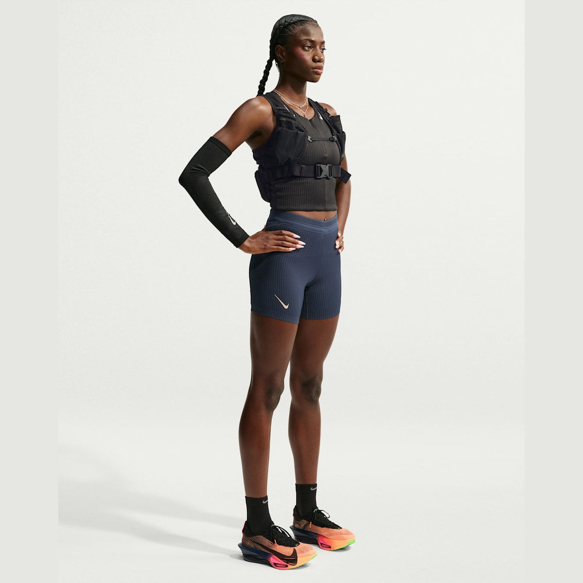 NIKE AeroSwift Dri-FIT ADV Tight Running Shorts Womens APPAREL - Womens Shorts THUNDER BLUE/BLACK/WHITE/LINEN