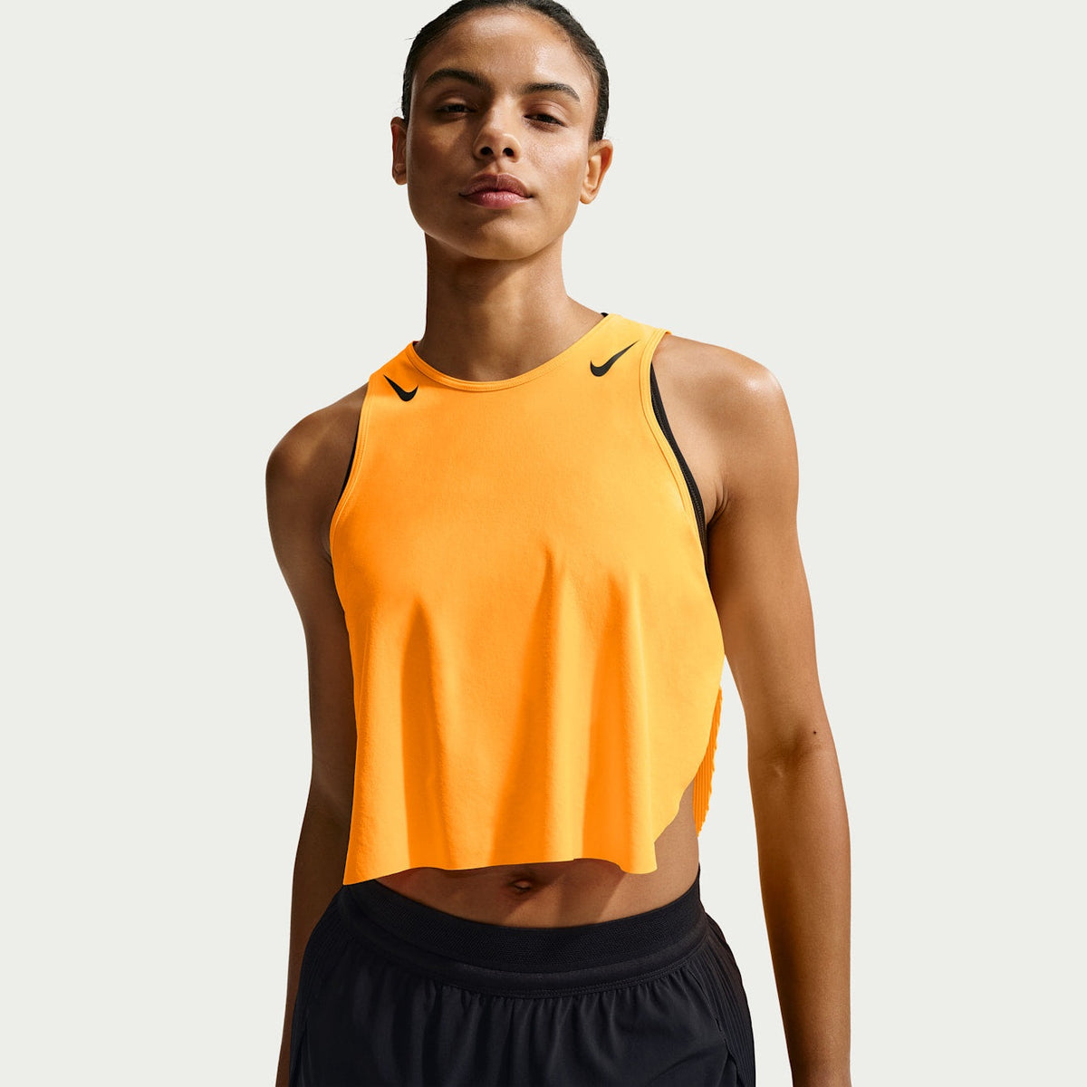 NIKE AeroSwift Dri-Fit ADV Crop Tank Women's APPAREL - Womens Tanks LASER ORANGE/BLACK
