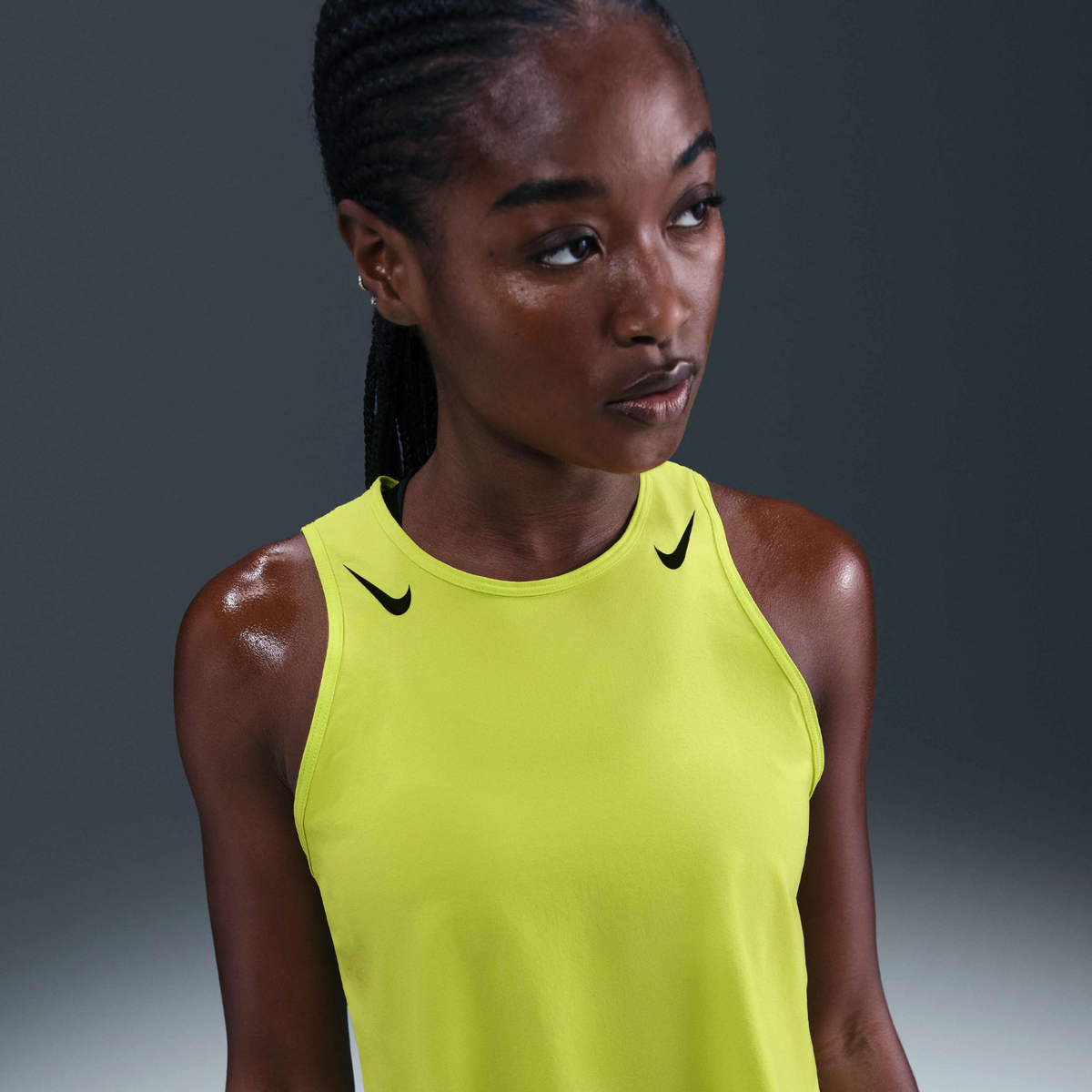 NIKE AeroSwift Dri-Fit ADV Crop Tank Womens APPAREL - Womens Tanks CYBER/BLACK