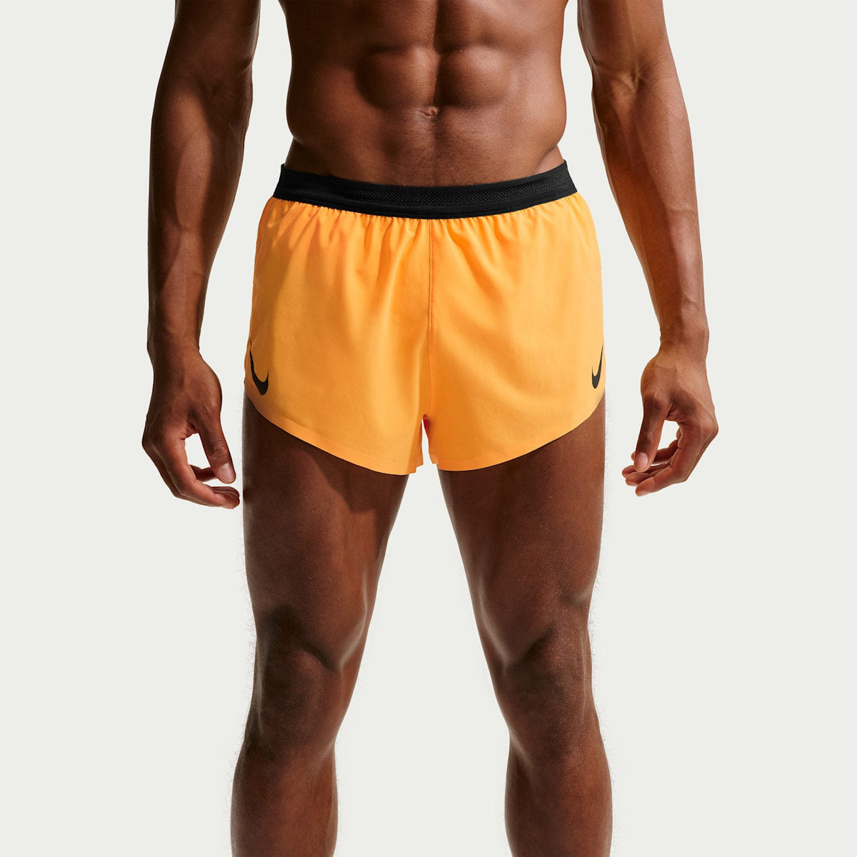 NIKE Aeroswift 2 Inch Shorts Mens APPAREL - Mens Shorts BLACK/LASER ORANGE