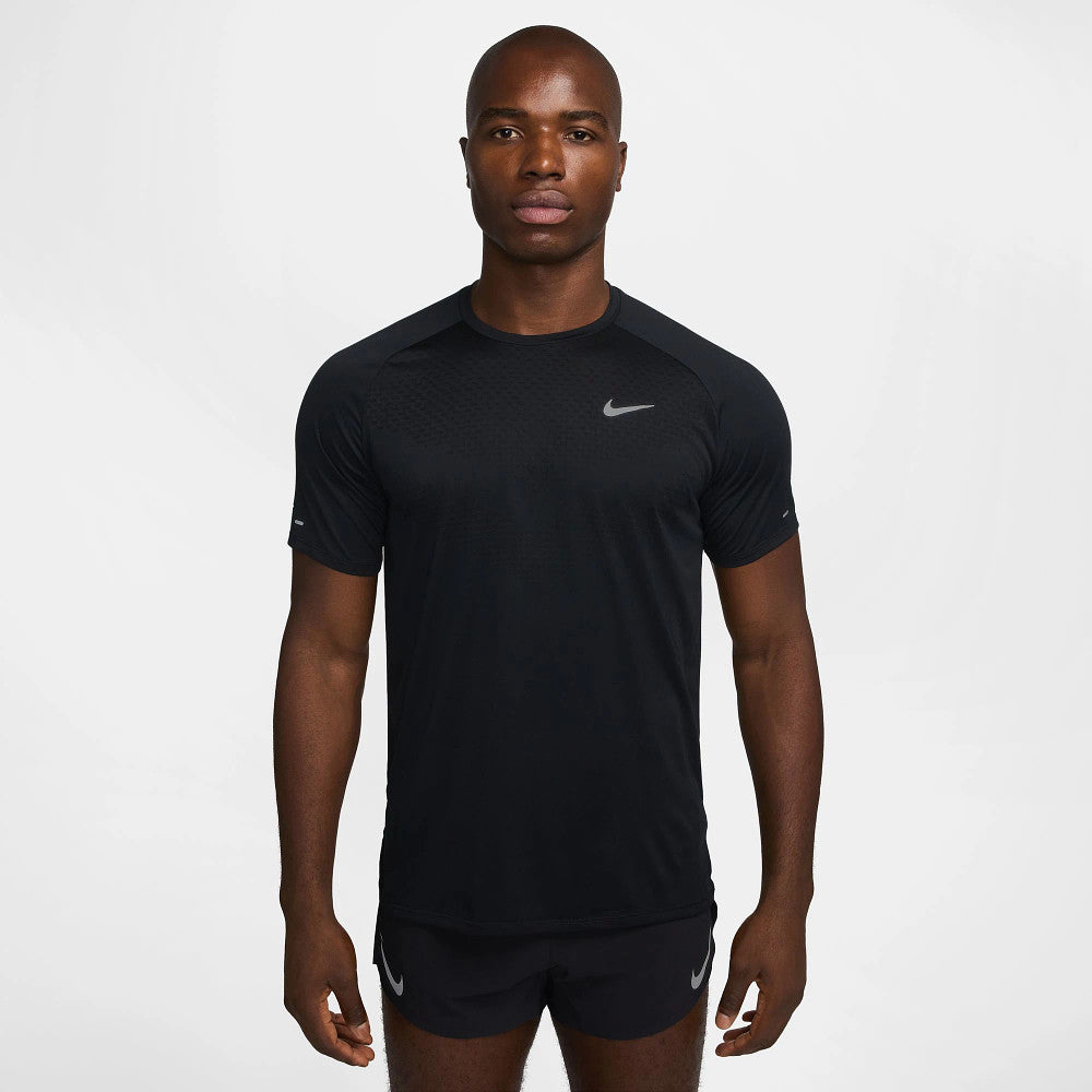 NIKE Dri-FIT ADV Short Sleeve Running Top Mens APPAREL - Mens T-Shirts BLACK/SILVER REFLECTIVE