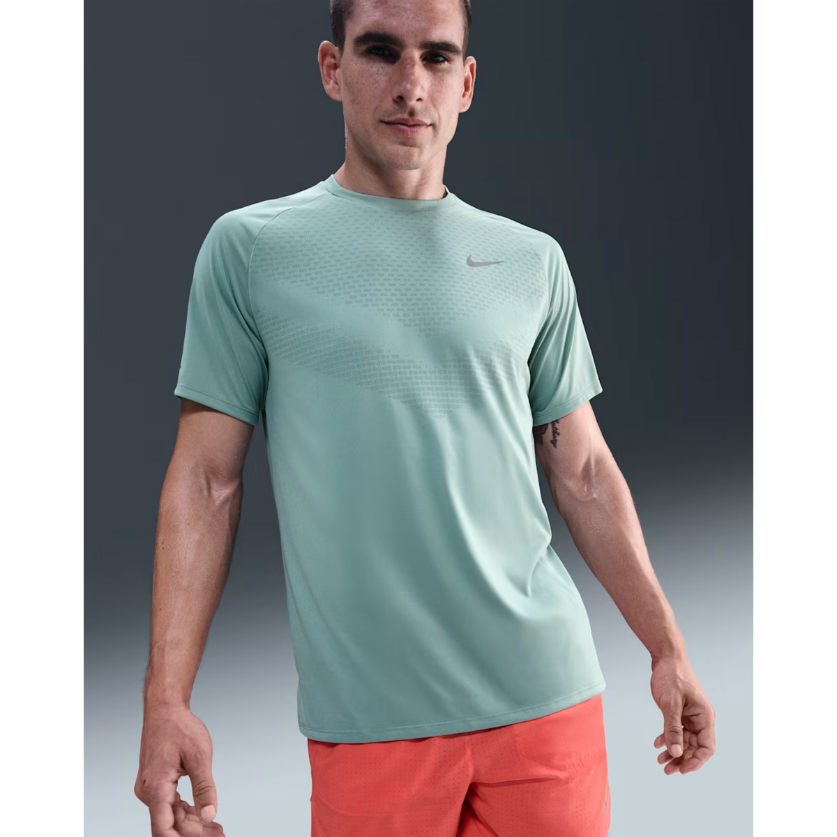 NIKE Dri-FIT ADV Short Sleeve Running Top Mens APPAREL - Mens T-Shirts CANNON/REFLECTIVE SILVER