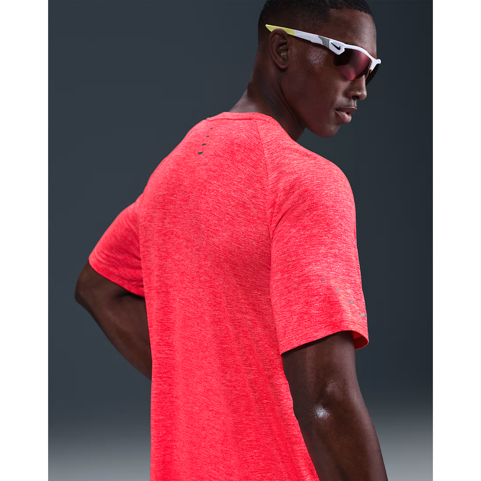 NIKE Dri-FIT ADV Short Sleeve Running Top Mens APPAREL - Mens T-Shirts BRIGHT CRIMSON/HEATHER