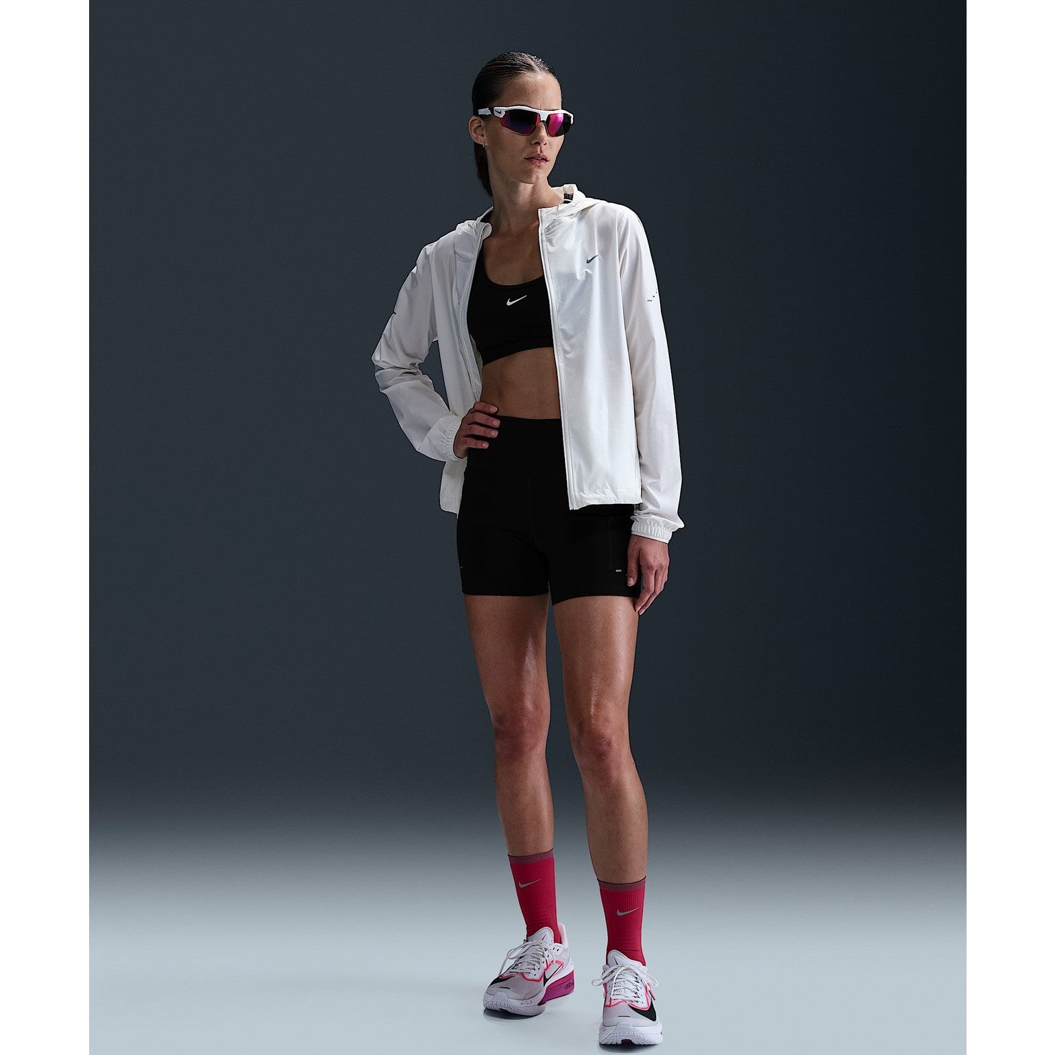 NIKE Dri-FIT High-Waisted 4" Tight Running Shorts Womens APPAREL - Womens Bottoms BLACK/BLACK