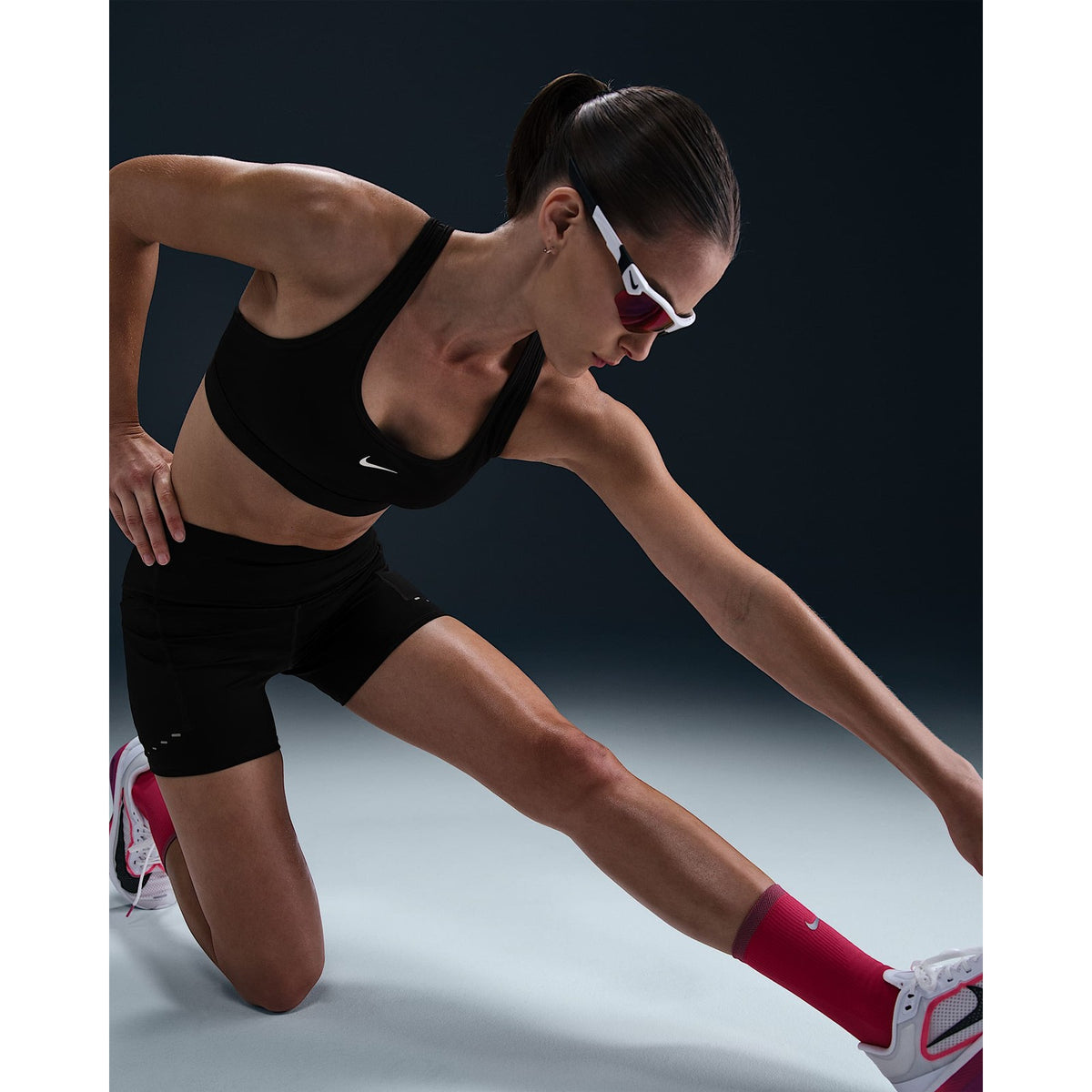 NIKE Dri-FIT High-Waisted 4" Tight Running Shorts Womens APPAREL - Womens Bottoms