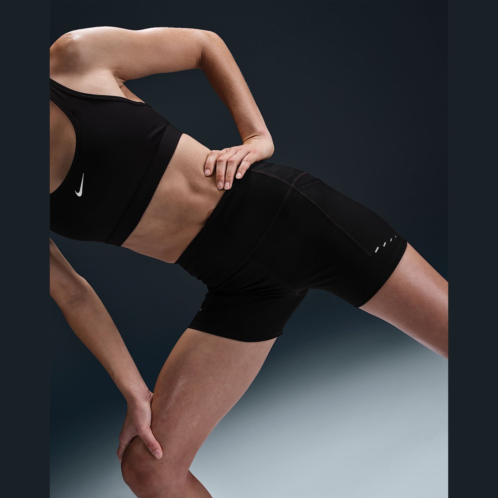 NIKE Dri-FIT High-Waisted 4" Tight Running Shorts Womens APPAREL - Womens Bottoms BLACK/BLACK