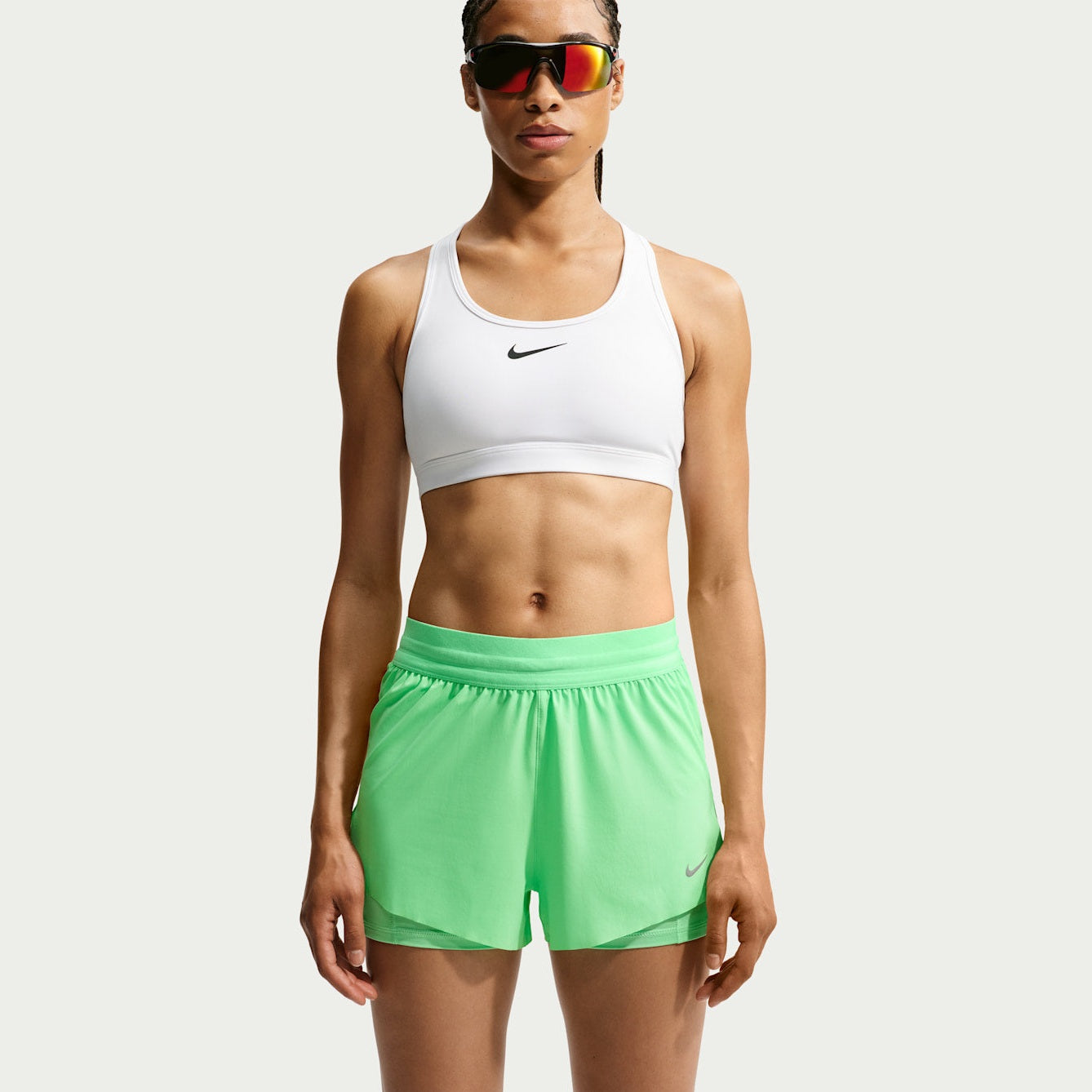 NIKE Dri-FIT Mid-Rise 2-in-1 Running Shorts Womens APPAREL - Womens Shorts ILLUSION GREEN/REFLECTIVE SILV