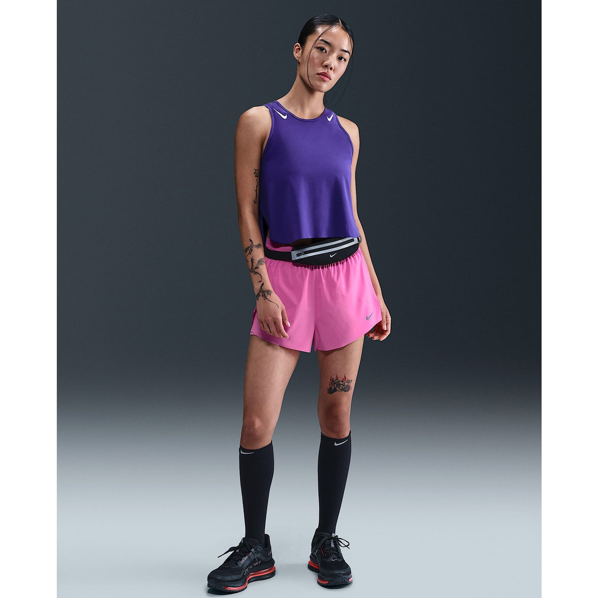 NIKE Dri-FIT Mid-Rise 2-in-1 Running Shorts Womens APPAREL - Womens Shorts PLAYFUL PINK/REFLECTIVE SILVER