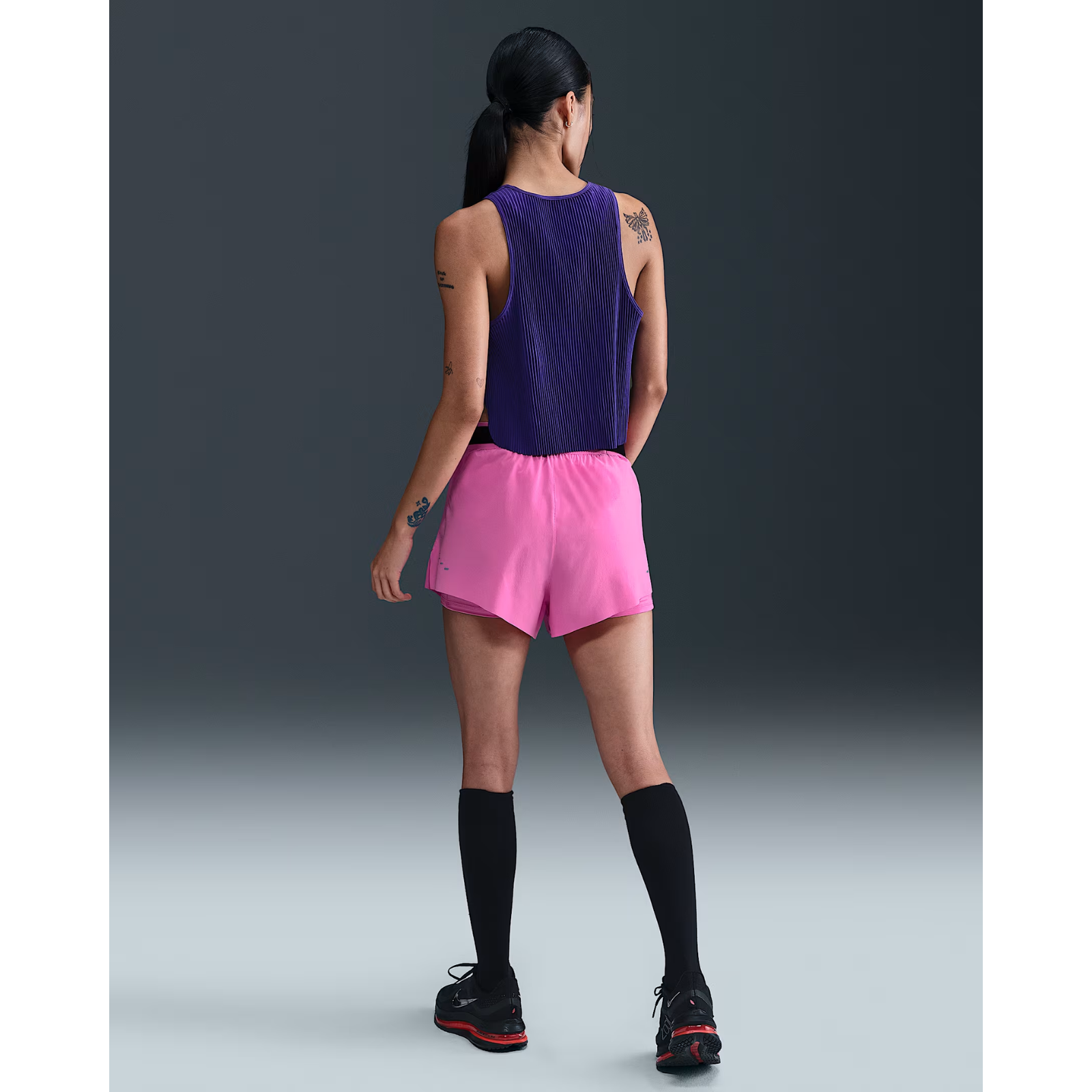 NIKE Dri-FIT Mid-Rise 2-in-1 Running Shorts Women's APPAREL - Womens Shorts PLAYFUL PINK/REFLECTIVE SILVER