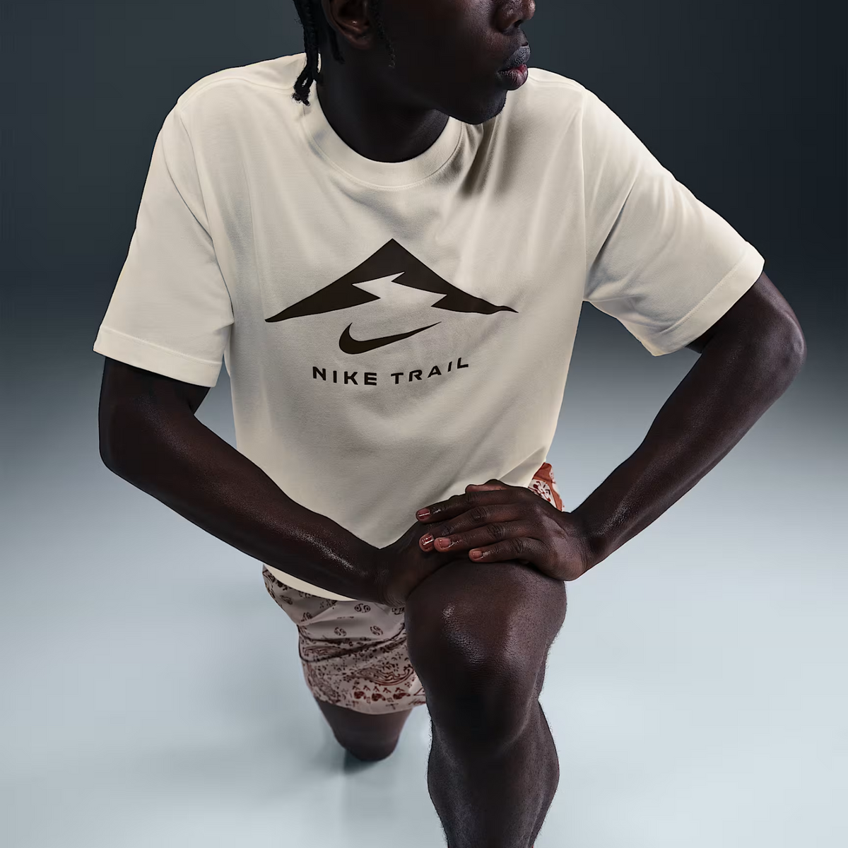 NIKE Dri-Fit Logo Trail Running T-Shirt Mens APPAREL - Mens T-Shirts