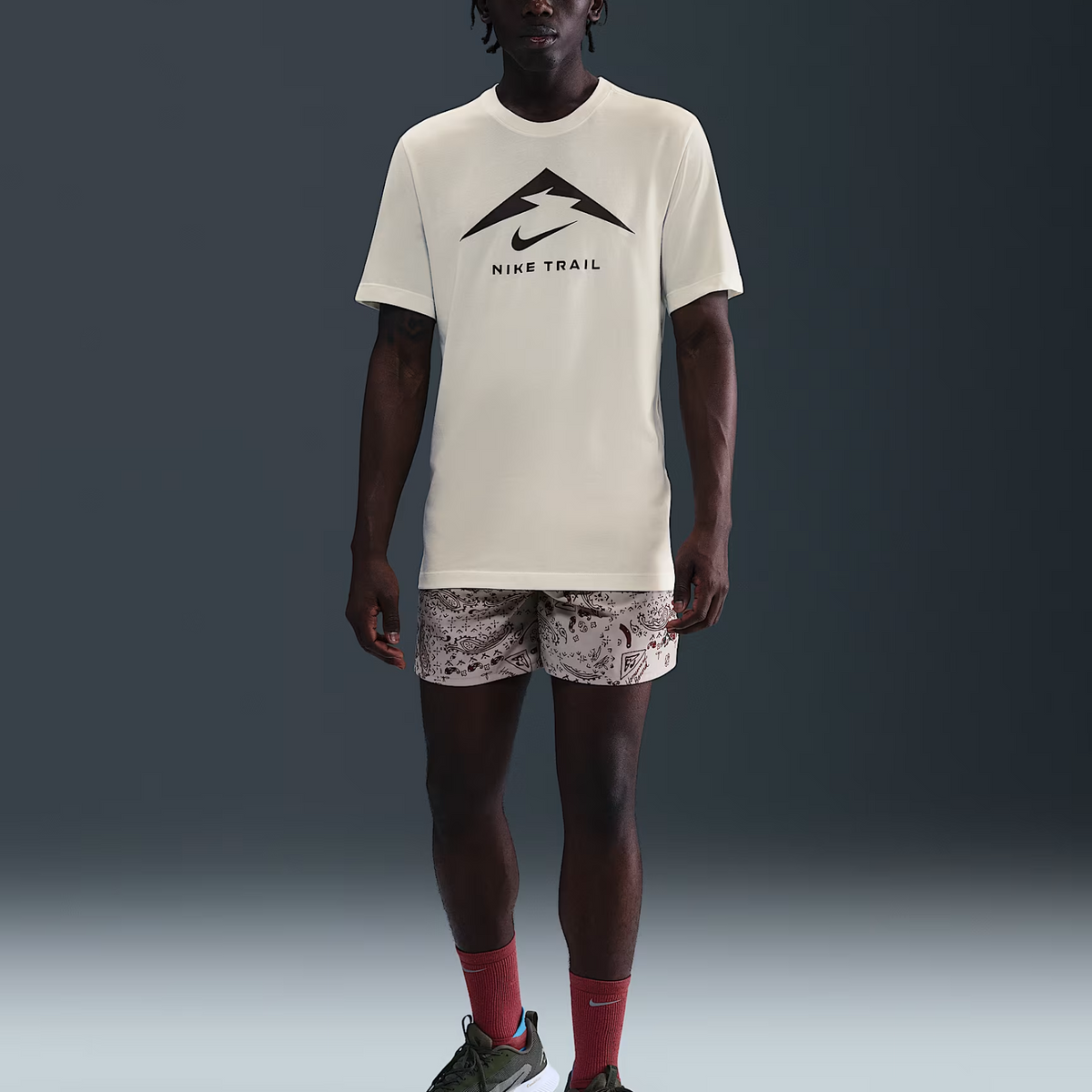 NIKE Dri-Fit Logo Trail Running T-Shirt Mens APPAREL - Mens T-Shirts