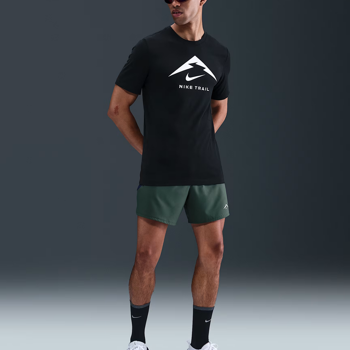 NIKE Dri-Fit Logo Trail Running T-Shirt Mens APPAREL - Mens T-Shirts