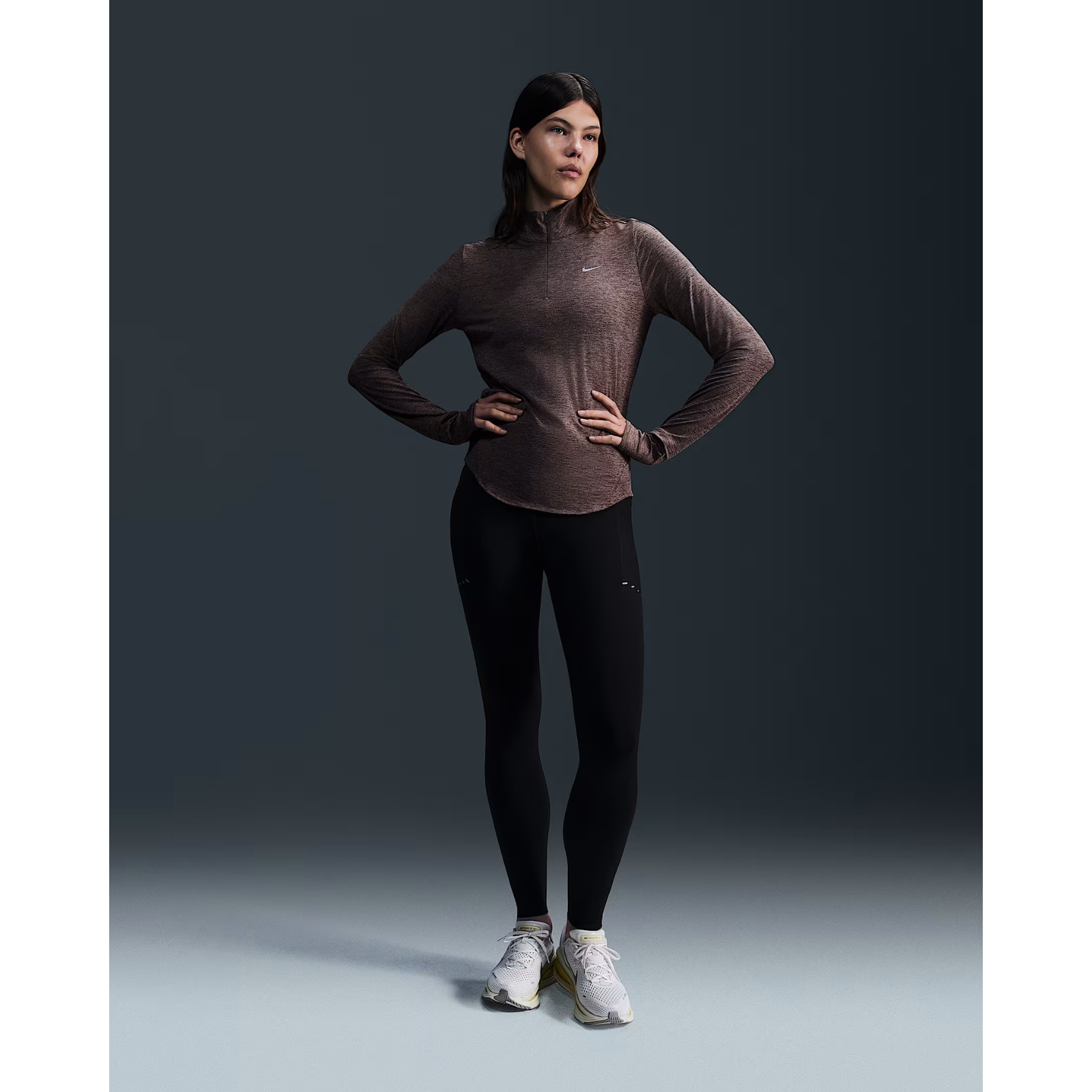 NIKE High-Waisted 7/8 Running Leggings with Pockets Womens APPAREL - Womens Tights BLACK/REFLECTIVE SILVER