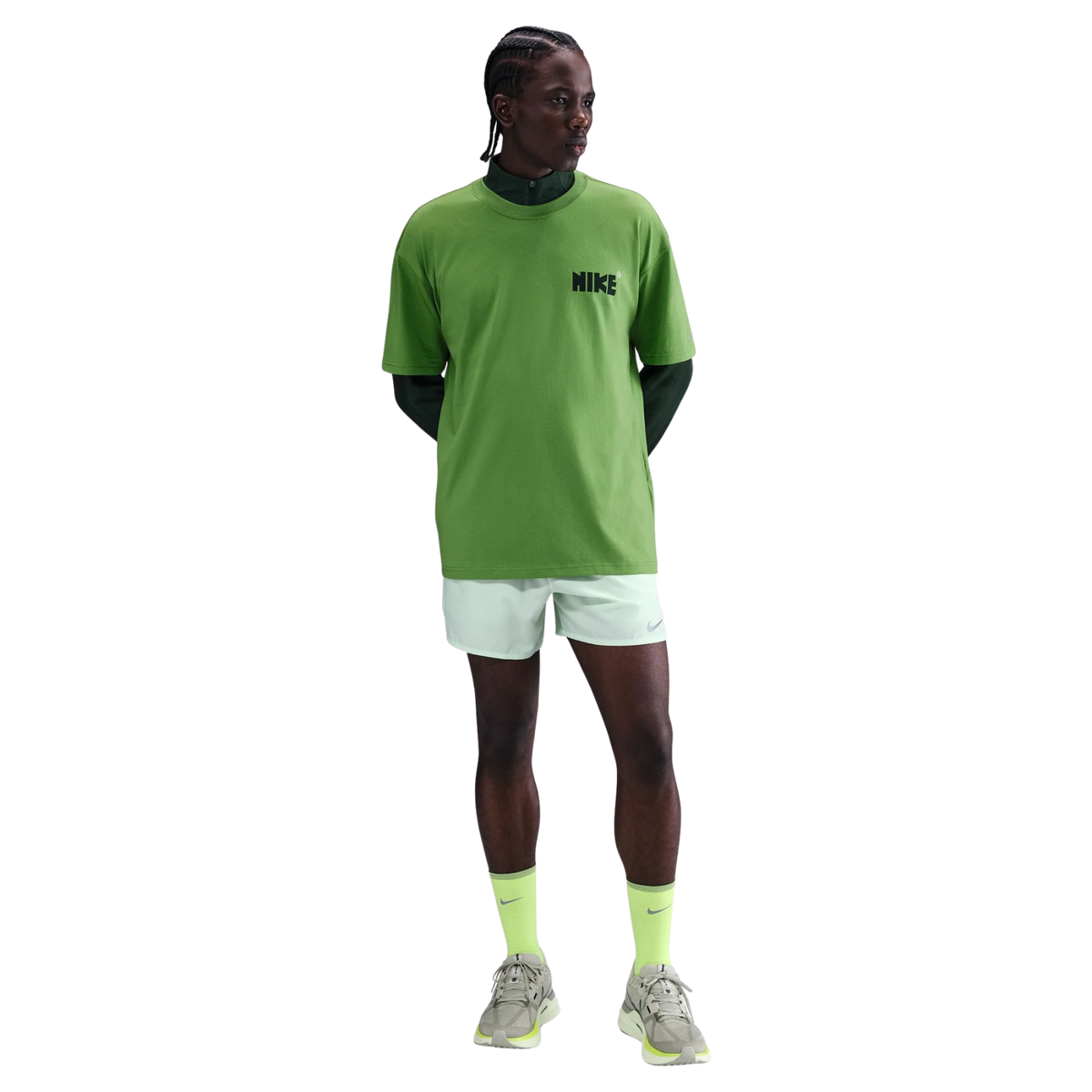 NIKE Running T-Shirt Mens APPAREL - Mens T-Shirts GREEN/CHLOROPHYLL