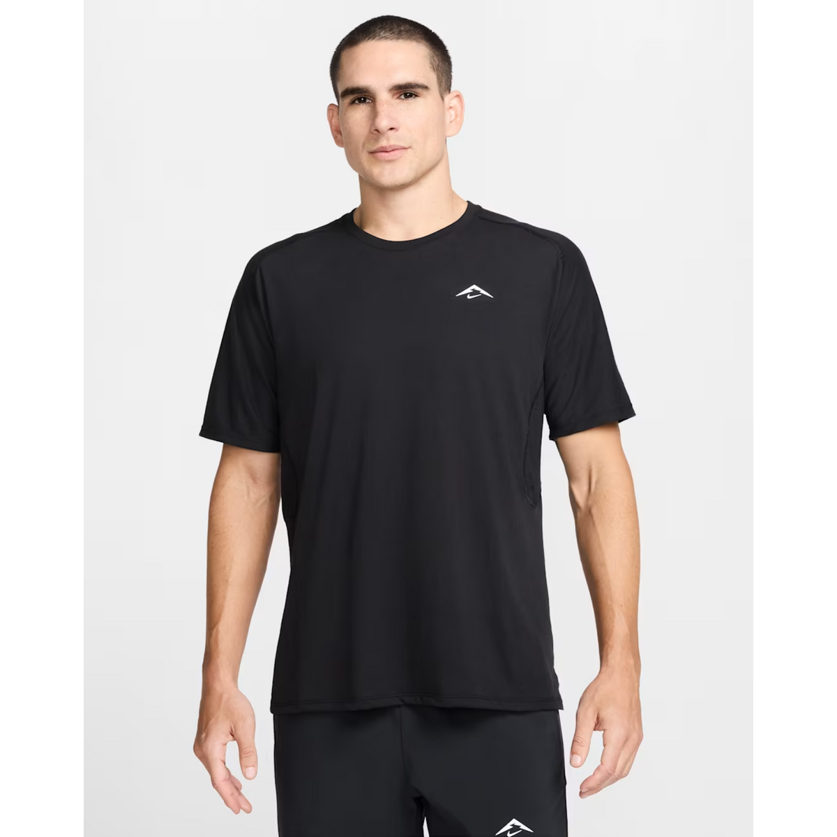NIKE Solar Chase DRI-FIT ADV Short-Sleeve Running Top Mens APPAREL - Mens T-Shirts BLACK/SUMMIT WHITE