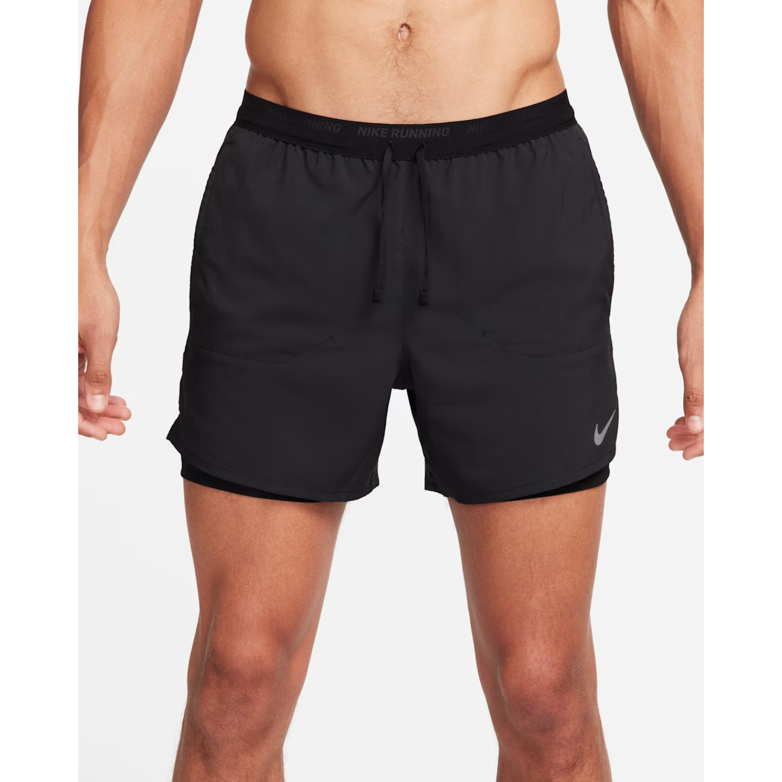 NIKE Stride 5-inch 2-in-1 Running Shorts Mens APPAREL - Mens Shorts BLACK/BLACK
