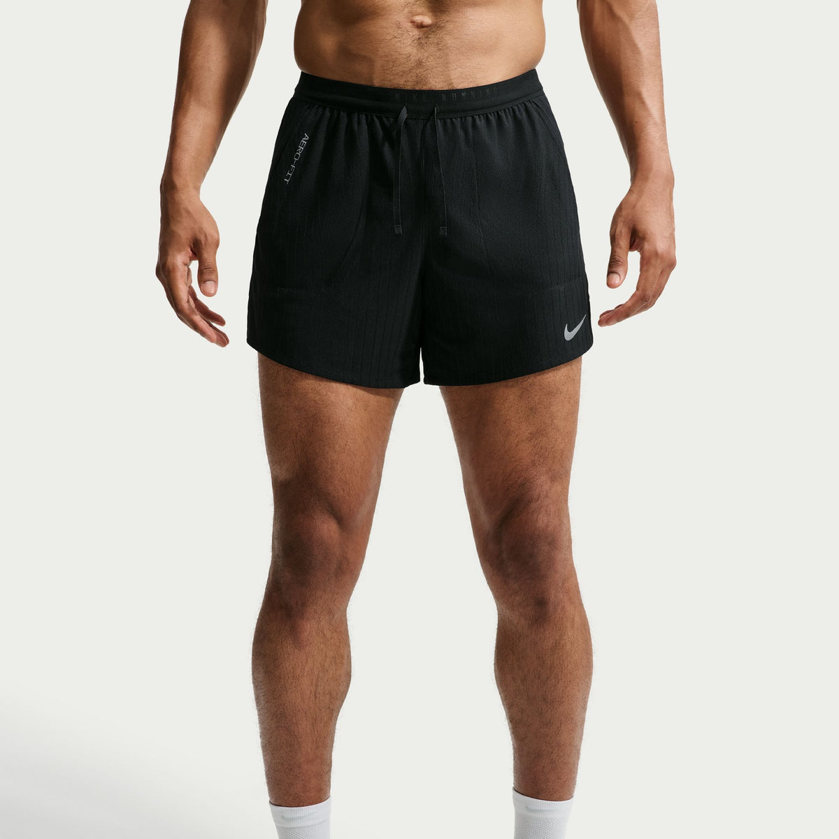 NIKE Stride Aero-FIT 5" Brief-Lined Running Shorts Mens APPAREL - Mens Shorts BLACK/REFLECTIVE SILV