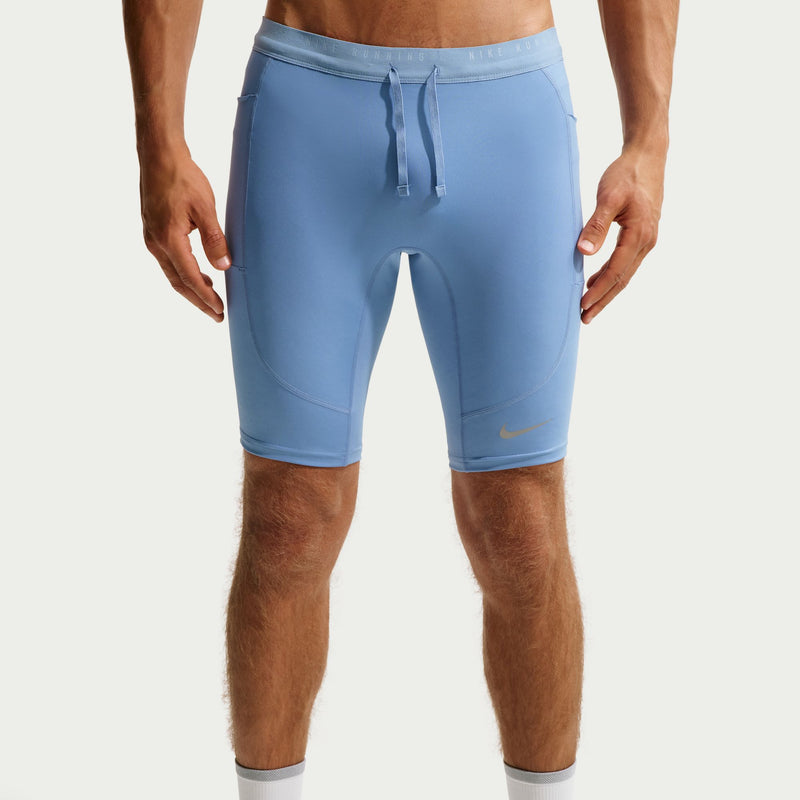 NIKE Stride Dri-FIT 1/2-Length Running Tights Men's APPAREL - Mens Tights WORK BLUE/REFLECTIVE SILVER