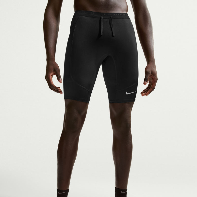 NIKE Stride Dri-FIT 1/2-Length Running Tights Men's APPAREL - Mens Tights BLACK/REFLECTIVE SILVER