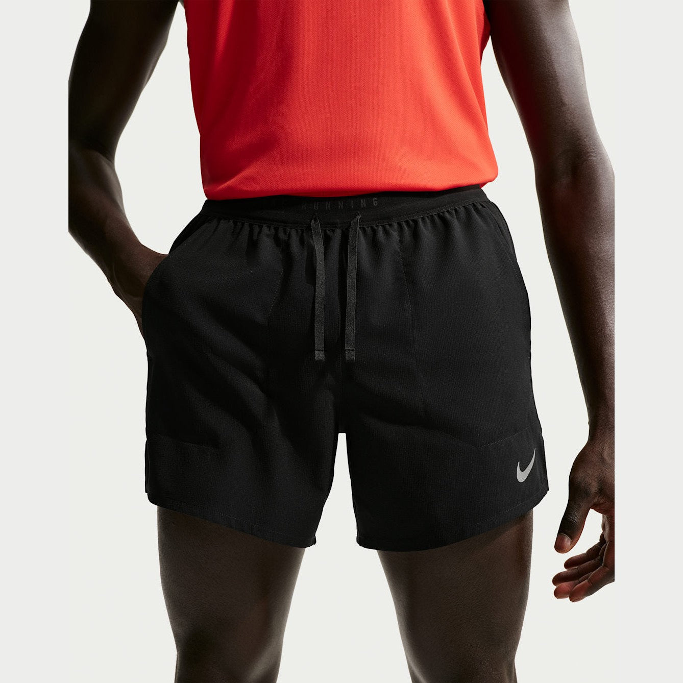 NIKE Stride Dri-FIT 5" 2-in-1 Running Shorts Mens APPAREL - Mens Shorts BLACK/REFLECTIVE SILV