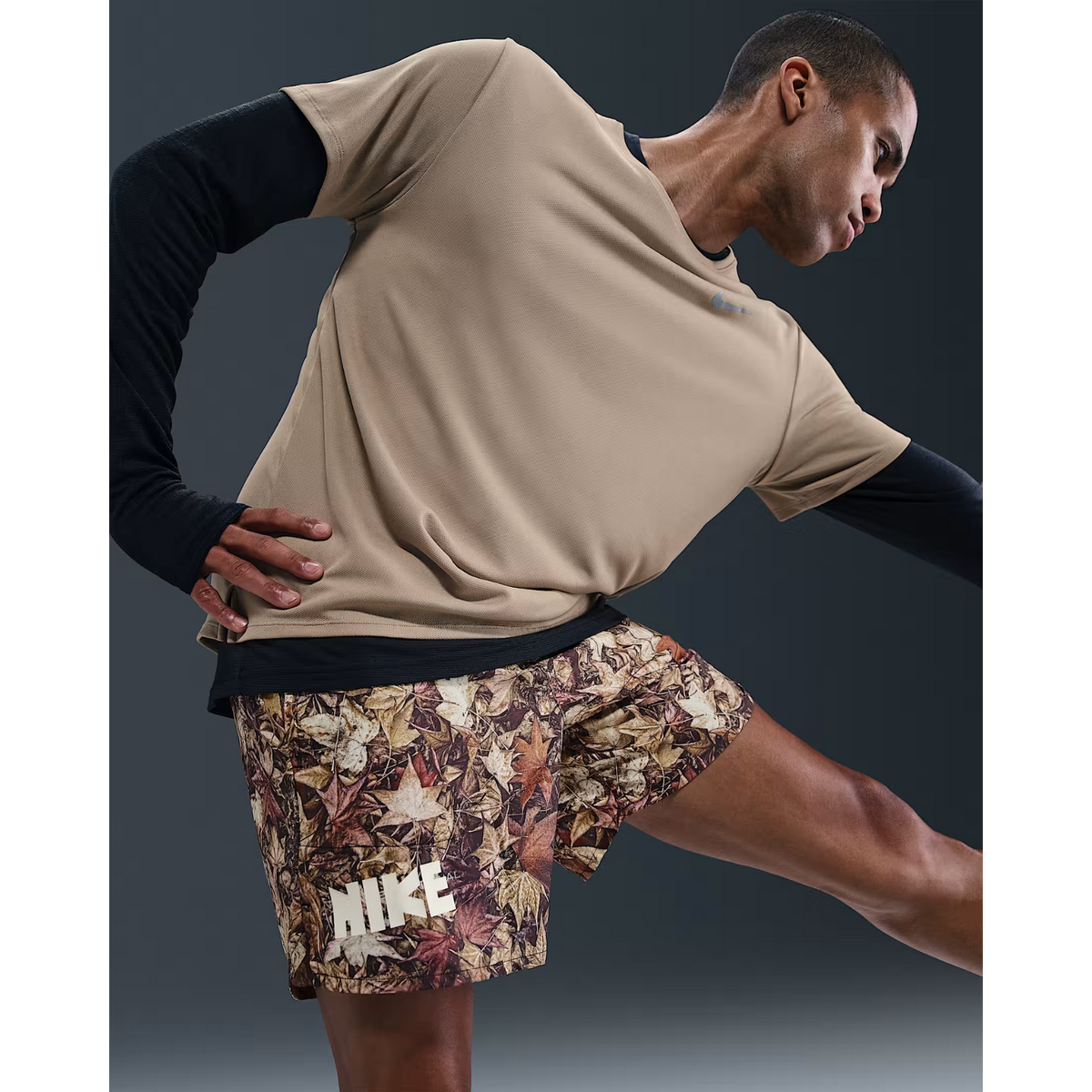 NIKE Stride Dri-FIT 7" Brief-Lined Printed Running Shorts Mens APPAREL - Mens Shorts
