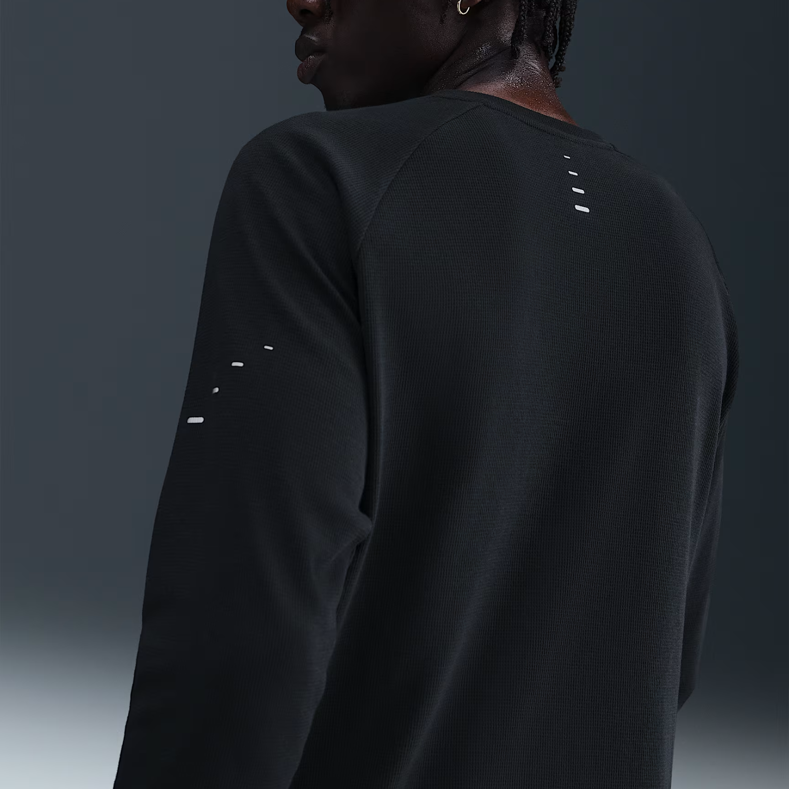 NIKE Stride Dri-FIT Running Waffle Crew Mens APPAREL - Mens Tops BLACK/REFLECTIVE SILVER