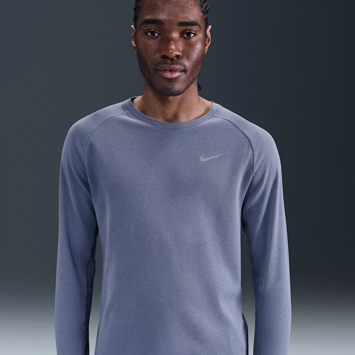 NIKE Stride Dri-FIT Running Waffle Crew Mens APPAREL - Mens Tops WORLD INDIGO/REFLECTIVE SILVER