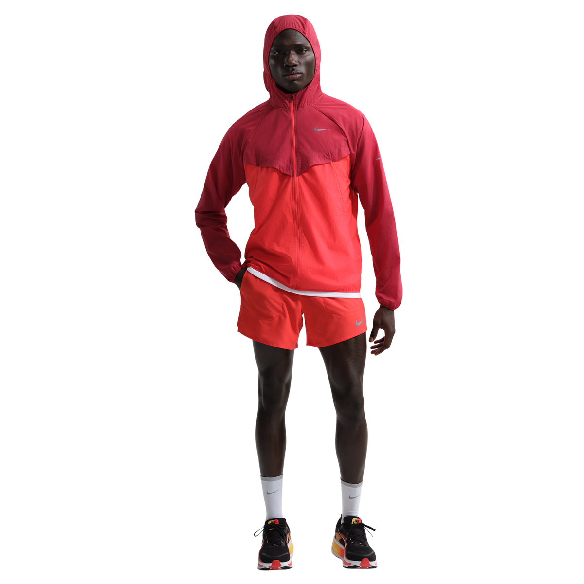 NIKE Stride Dri-Fit 5 Inch Brief-Lined Running Shorts Mens APPAREL - Mens Shorts LIGHT CRIMSON/REFLECTIVE SILVER