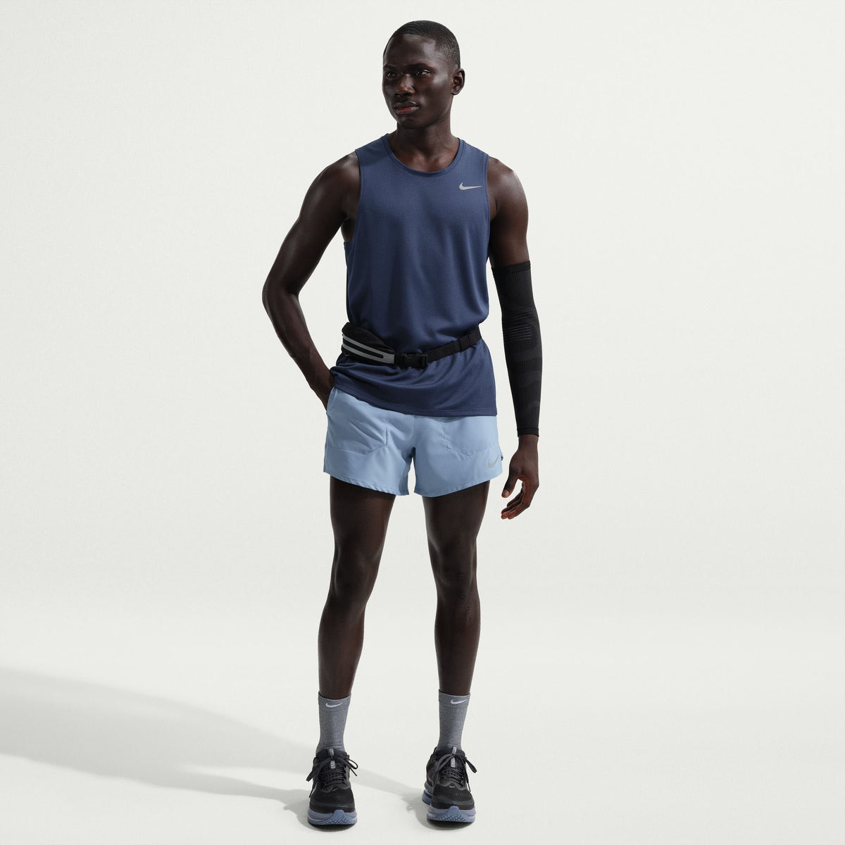 NIKE Stride Dri-Fit 5 Inch Brief-Lined Running Shorts Mens APPAREL - Mens Shorts WORK BLUE/REFLECTIVE SILVER
