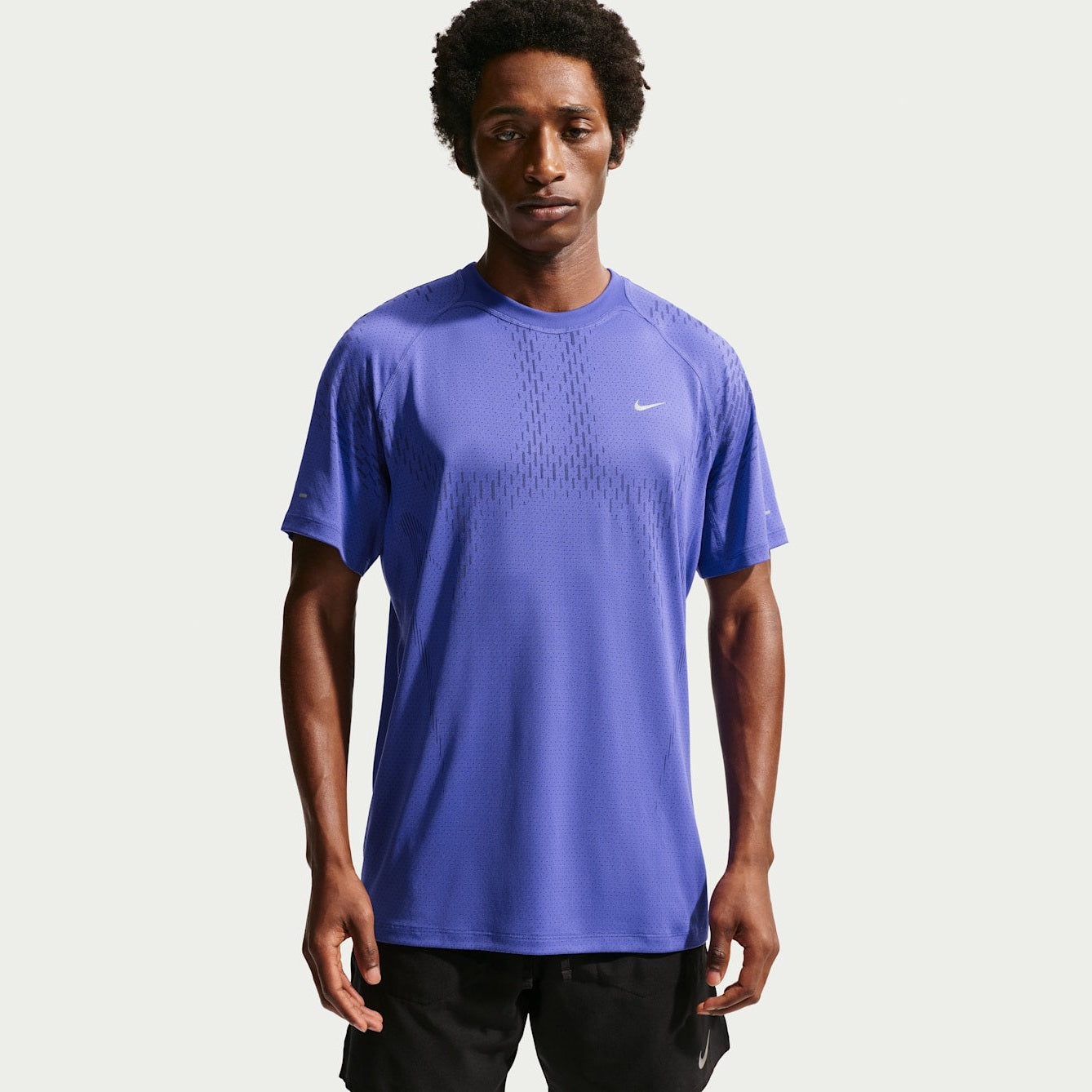 NIKE Stride Plus Dri-FIT ADV Short-Sleeve Running Top Men's APPAREL - Mens T-Shirts OFF NOIR/BLACK/REFLECTIVE BLACK
