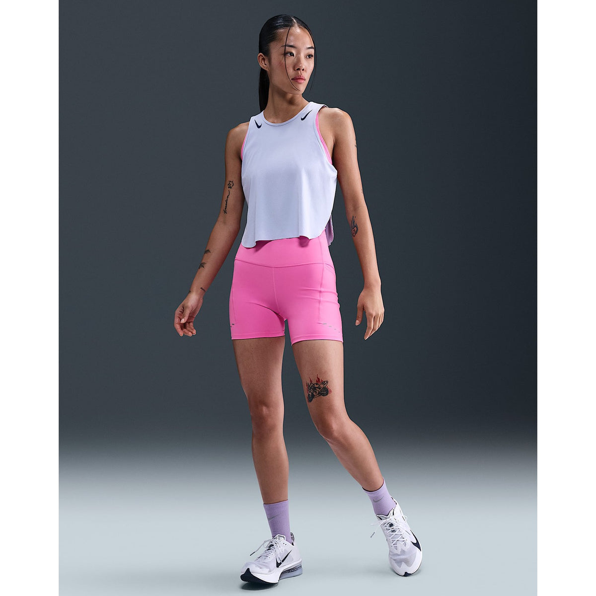 NIKE Swift High-Waisted 10cm Tight Running Shorts with Pockets Womens APPAREL - Womens Tights PLAYFUL PINK