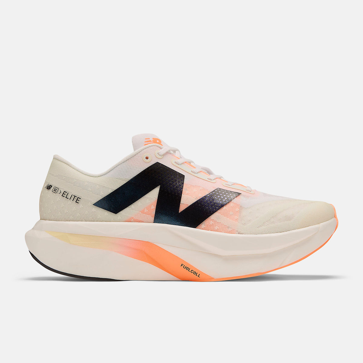 NEW BALANCE FuelCell SuperComp Elite v4 Mens FOOTWEAR - Mens Carbon Plate WHITE WITH ANGORA AND HOT MANGO