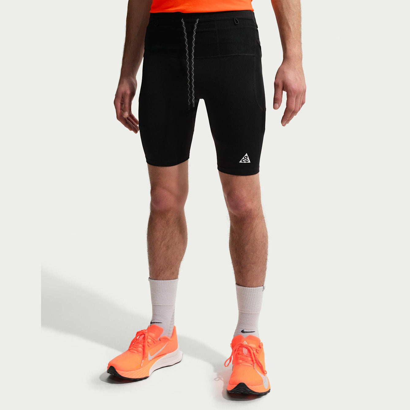 Nike ACG "Lava Loops" Dri-FIT ADV 1/2-Length Trail Running Tights Men's APPAREL - Mens Bottoms BLACK/SUMMIT WHITE