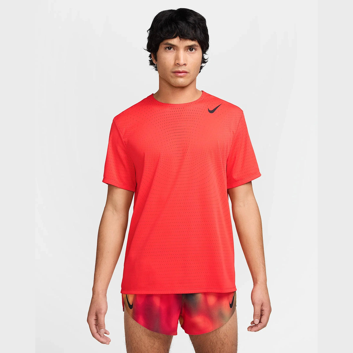 NIKE AeroSwift Dri-FIT ADV Short-Sleeve Running Top Mens APPAREL - Mens T-Shirts LIGHT CRIMSON/BLACK